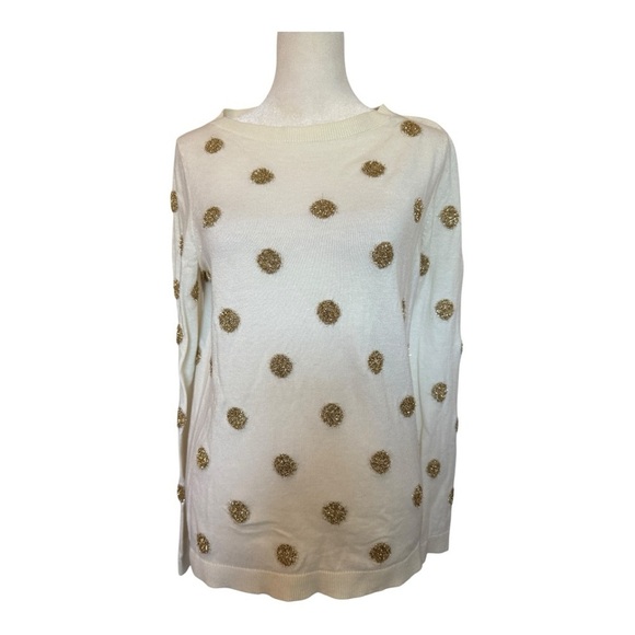Talbots Sweaters - Active Seller! Talbots Cream Sweater with Gold Polka Dots